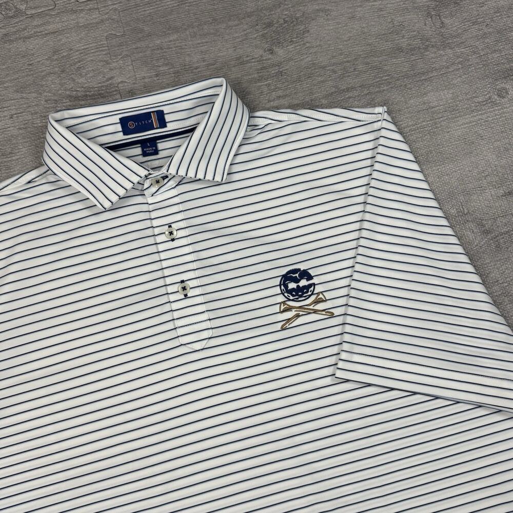 NWOT Stitch Men’s L Rare Crushers GC Bryson Dechambeau Stripes Preppy Golf Polo
